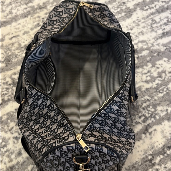 Stylish Black Monogram Duffel Bag NWOT strap is removable & adjustable. Unisex - Picture 7 of 8